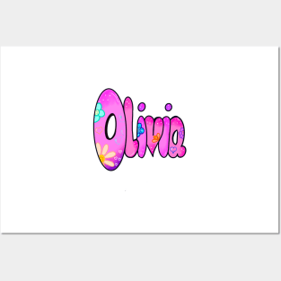 Olivia girls first name in Pink Personalized personalised customised name Olivia Posters and Art